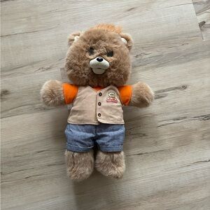 Teddy Ruxpin Plush Teddy Bear with Orange and Tan Outfit